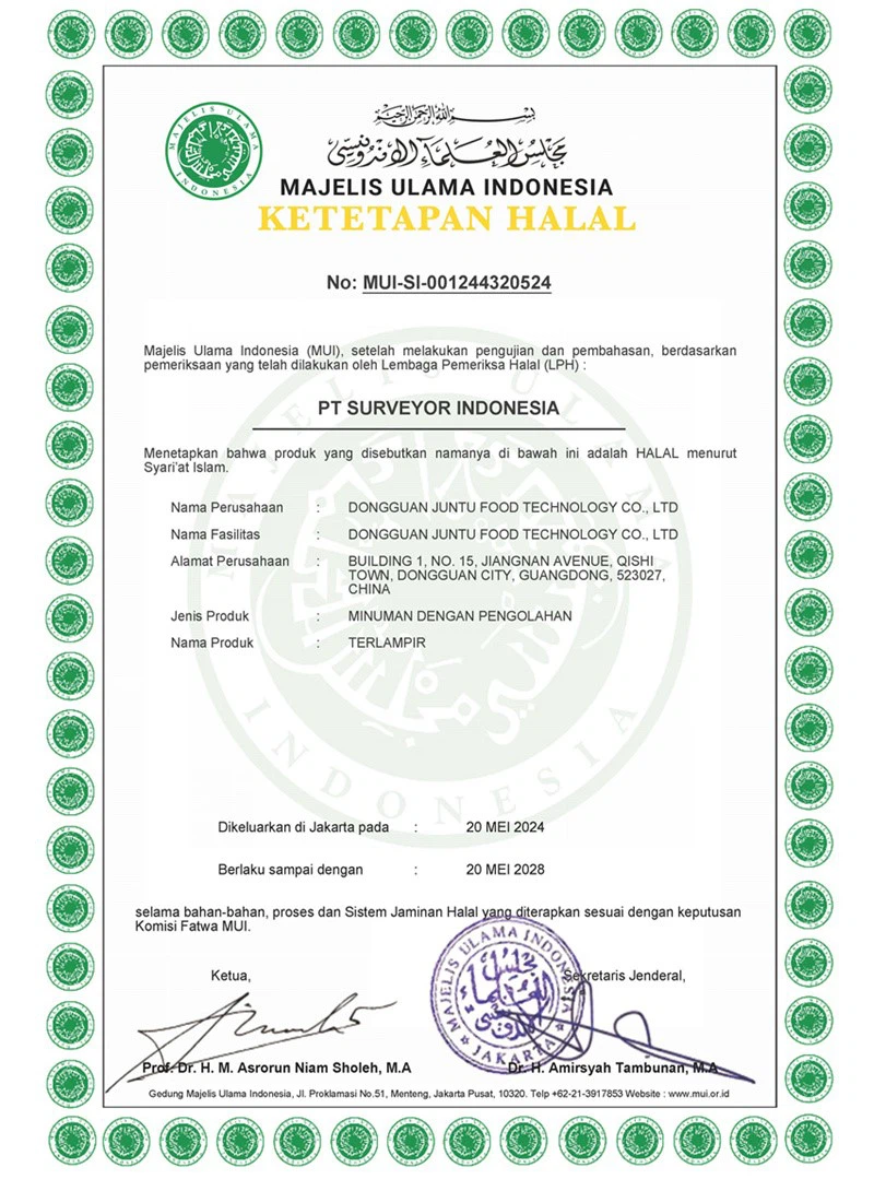 Ketetapan Halal MUI - DONGGUAN JUNTU FOOD TECHNOLOGY CO LTD Ketetapan Halal MUI - DONGGUAN JUNTU FOOD TECHNOLOGY CO LTD